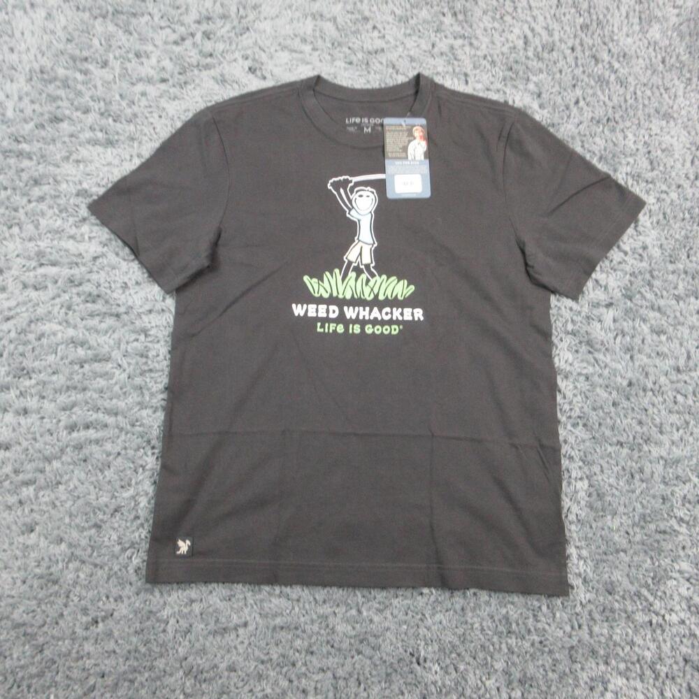 Life Is Good Shirt Mens M Black Crusher Jake Weed Whacker Graphic Tagless NWT